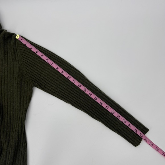 Mendocino Cashmere Olive Green Ribbed Turtleneck Sweater - Picture 9 of 9